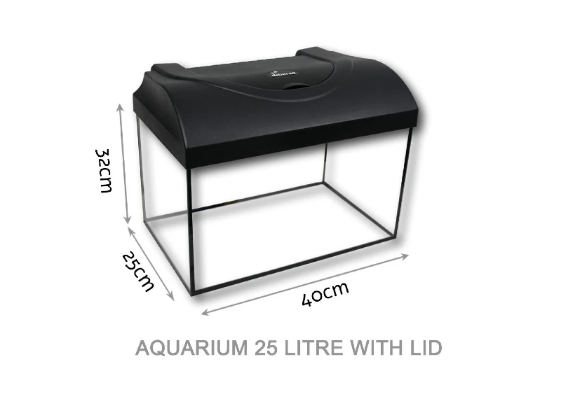 DIVERSA Guardian Glass Aquarium Fish Tank with LED Lid - 25 litre