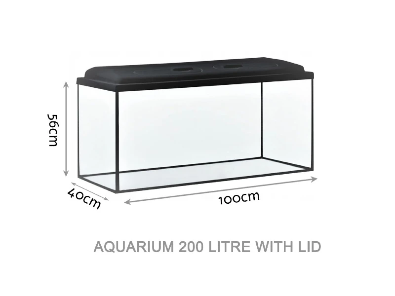 DIVERSA Guardian Glass Aquarium Fish Tank with LED Lid – 200 Litre